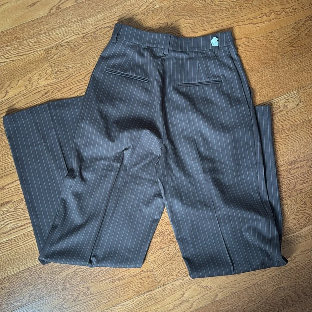 Reformation Brown Pinstripe Trousers - Picture 9 of 9